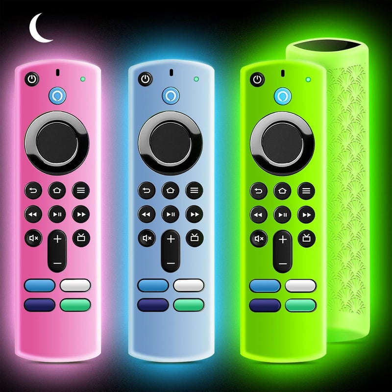 OneBom （3 Pack） Silicone Protective Remote Case Cover, Silicone Control Cover Skin| Glow in The Dark(Green&Pink&Blue) - Image 1
